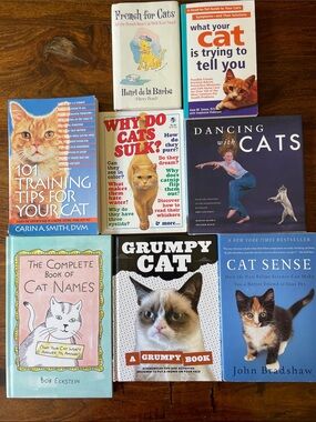 8 Mixed Lot of Blue Aqua Cat Books - Grumpy Cat, Sense, Training Tips, Dancing